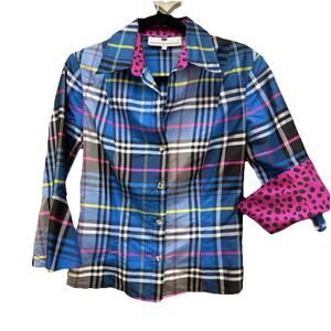 Marisa baratelli Thai Silk Shiny Checkered Blazer With Pink, Women’s 6
